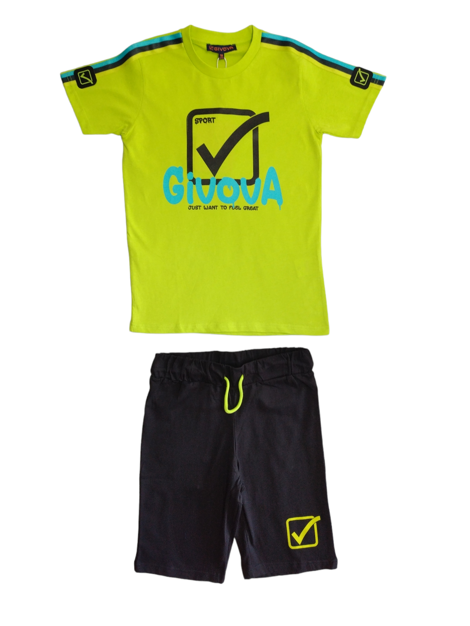 Completo sportivo bambino estivo Givova Verde Fluo