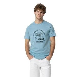 T-shirt uomo  celeste con stampa celeste