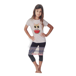 Leggings corto bambina  blu