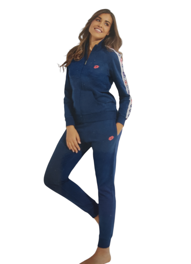 Tuta donna Lotto garzata full zip con banda manica Blu