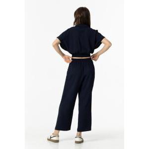 Pantaloni viscosa con fiocco  blu scuro