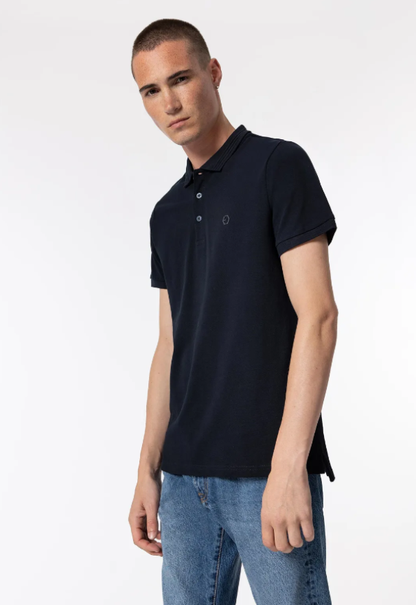 Polo uomo in cotone piquet Blu scuro