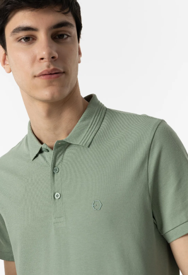 Polo uomo in cotone piquet Acqua marina