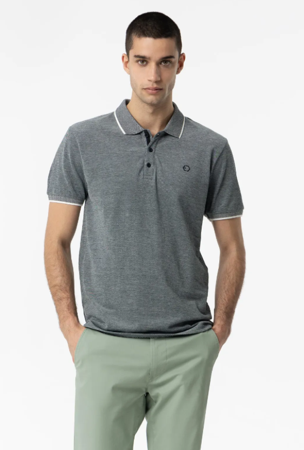 tiffosi polo uomo in cotone piquet grigio