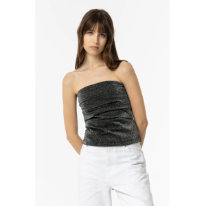 Top donna a fascia glitterato nero