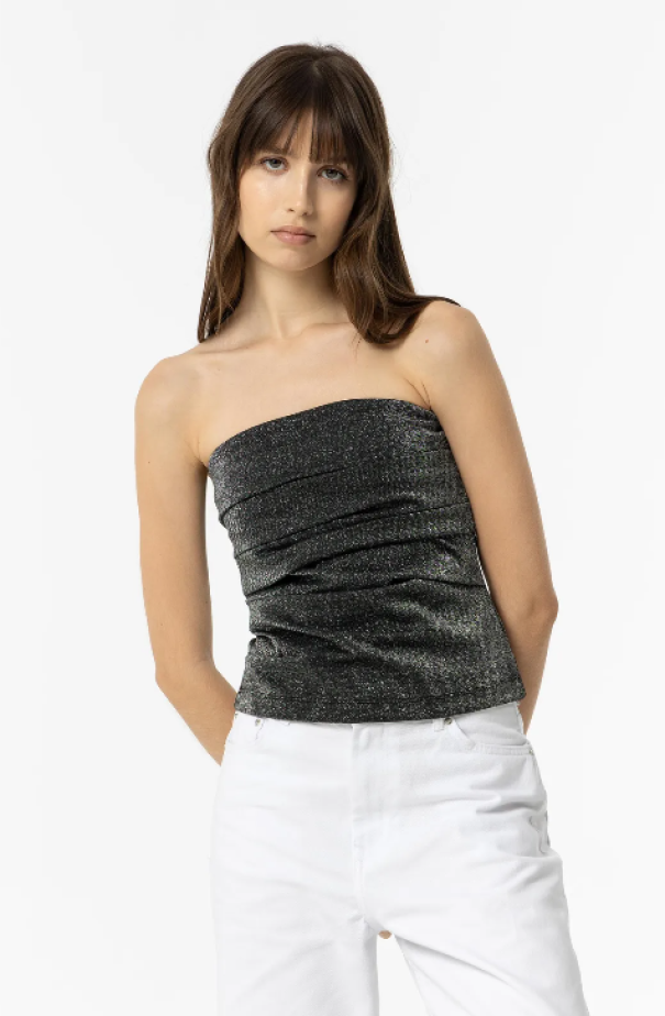 tiffosi top donna a fascia glitterato nero