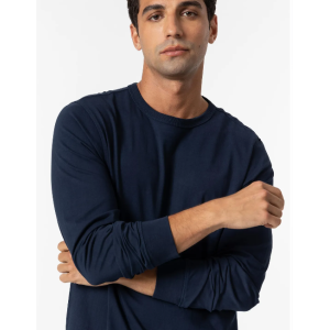 T-shirt basic manica lunga blu scuro