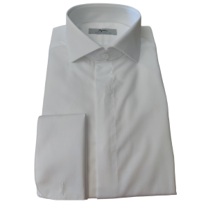 Camicia polso gemelli collo italiano bottoni coperti  bianco