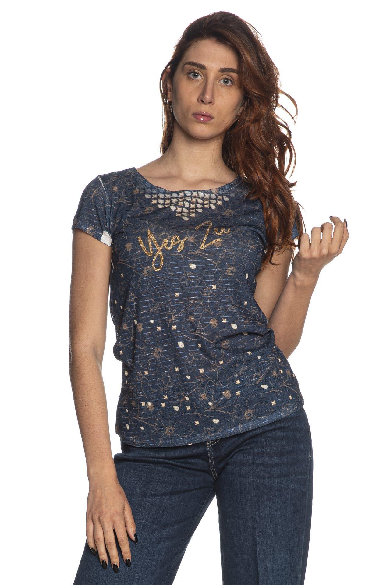 T-shirt donna Yes Zee blu