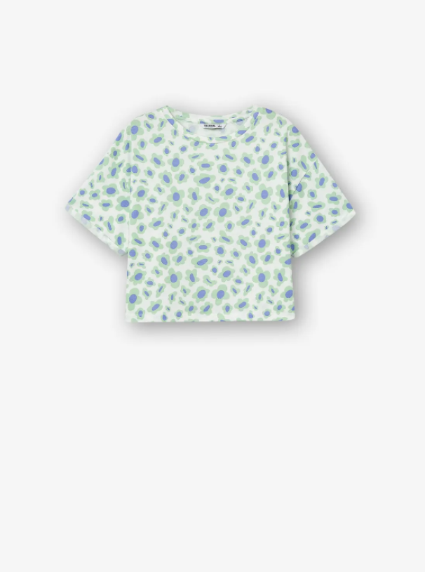 tiffosi t-shirt crop con stampa floreale bianco