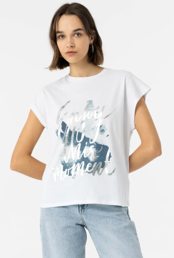 tiffosi t-shirt donna mm con stampa bianco