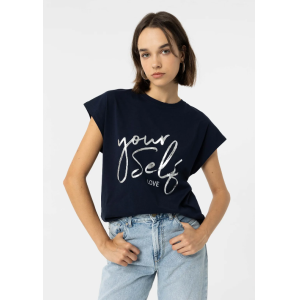 T-shirt girocollo mm con stampa blu