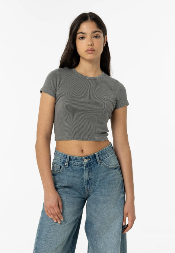 tiffosi t-shirt crop a costine grigio