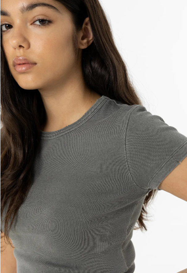 tiffosi t-shirt crop a costine grigio