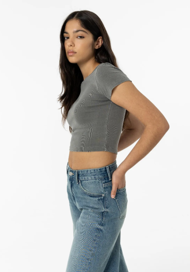 tiffosi t-shirt crop a costine grigio