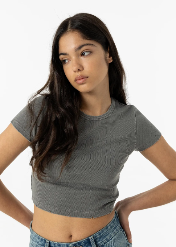 tiffosi t-shirt crop a costine grigio