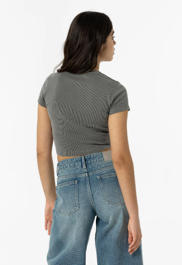 tiffosi t-shirt crop a costine grigio