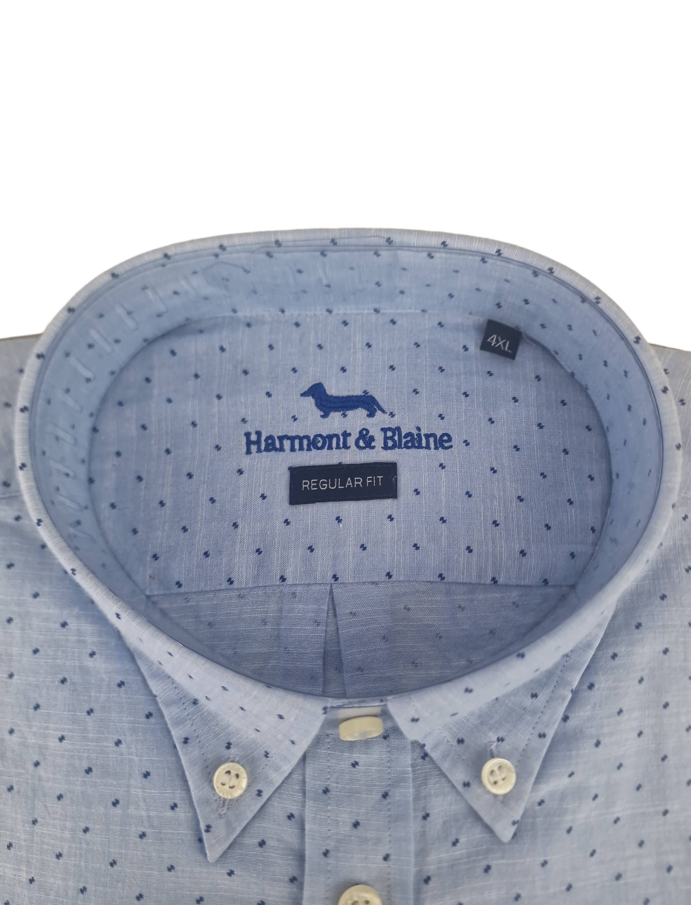 Camicia manica lunga in cotone micro pois Harmont & Blaine celeste