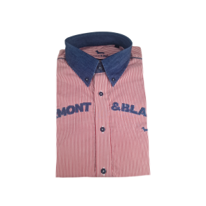 Camicia manica lunga con collo di jeans  a righe