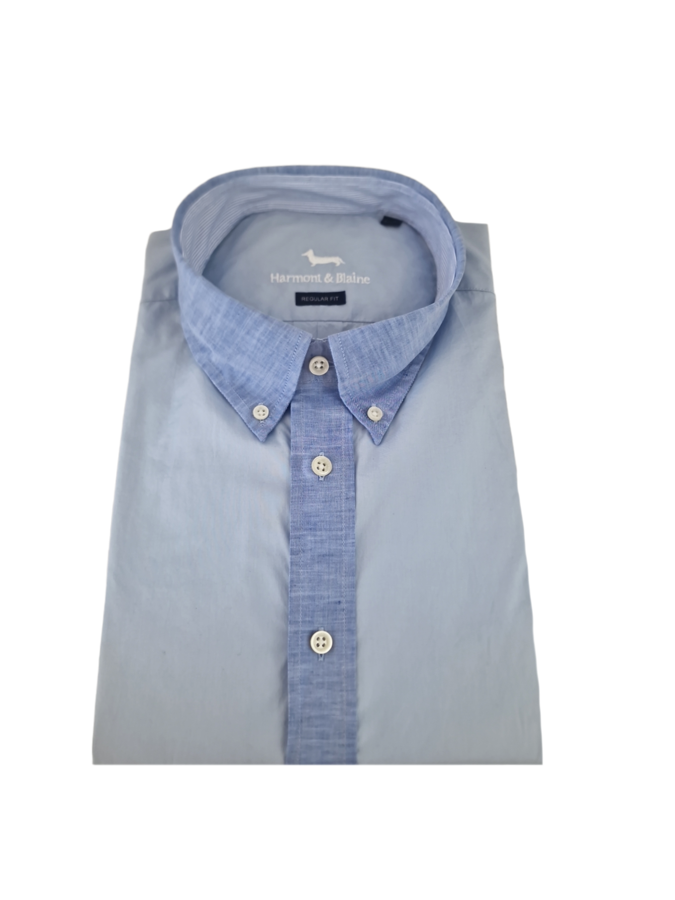 Camicia da uomo manica lunga in cotone Harmont & Blaine celeste