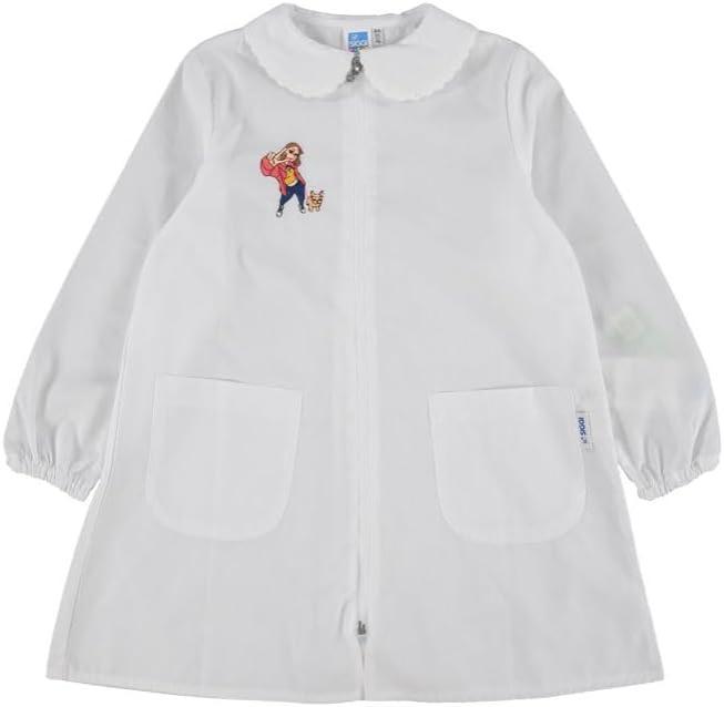 Grembiule scuola elementare con zip da bambina Siggi bianco