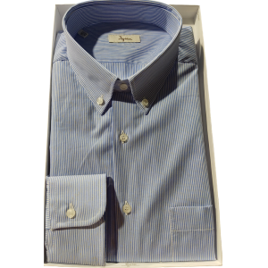 Camicia ml bottoncini collo 1000 righe azzurro