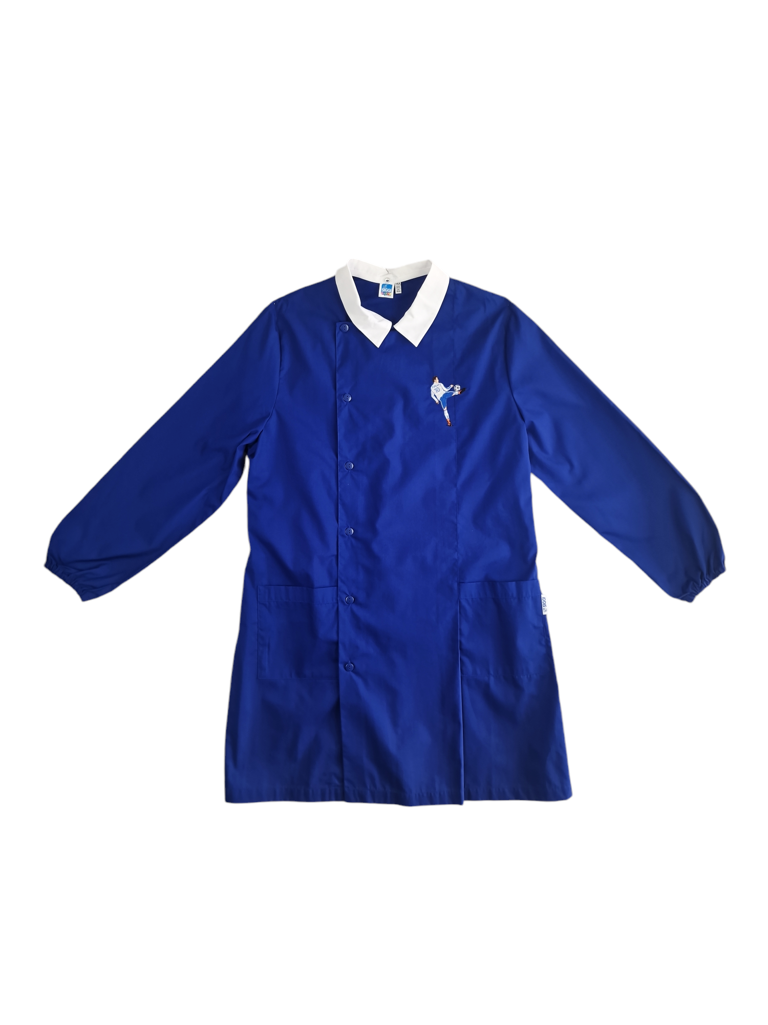 Grembiule scuola elementare da bambino blu zip Siggi calciatore