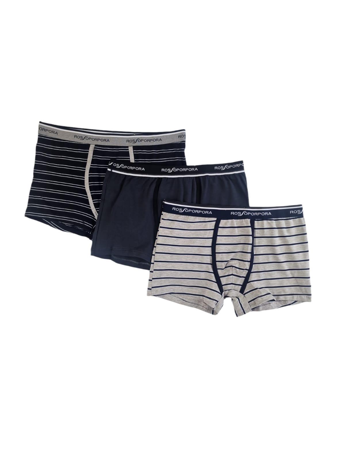 Tris boxer da uomo in cotone elasticizzato Rossoporpora