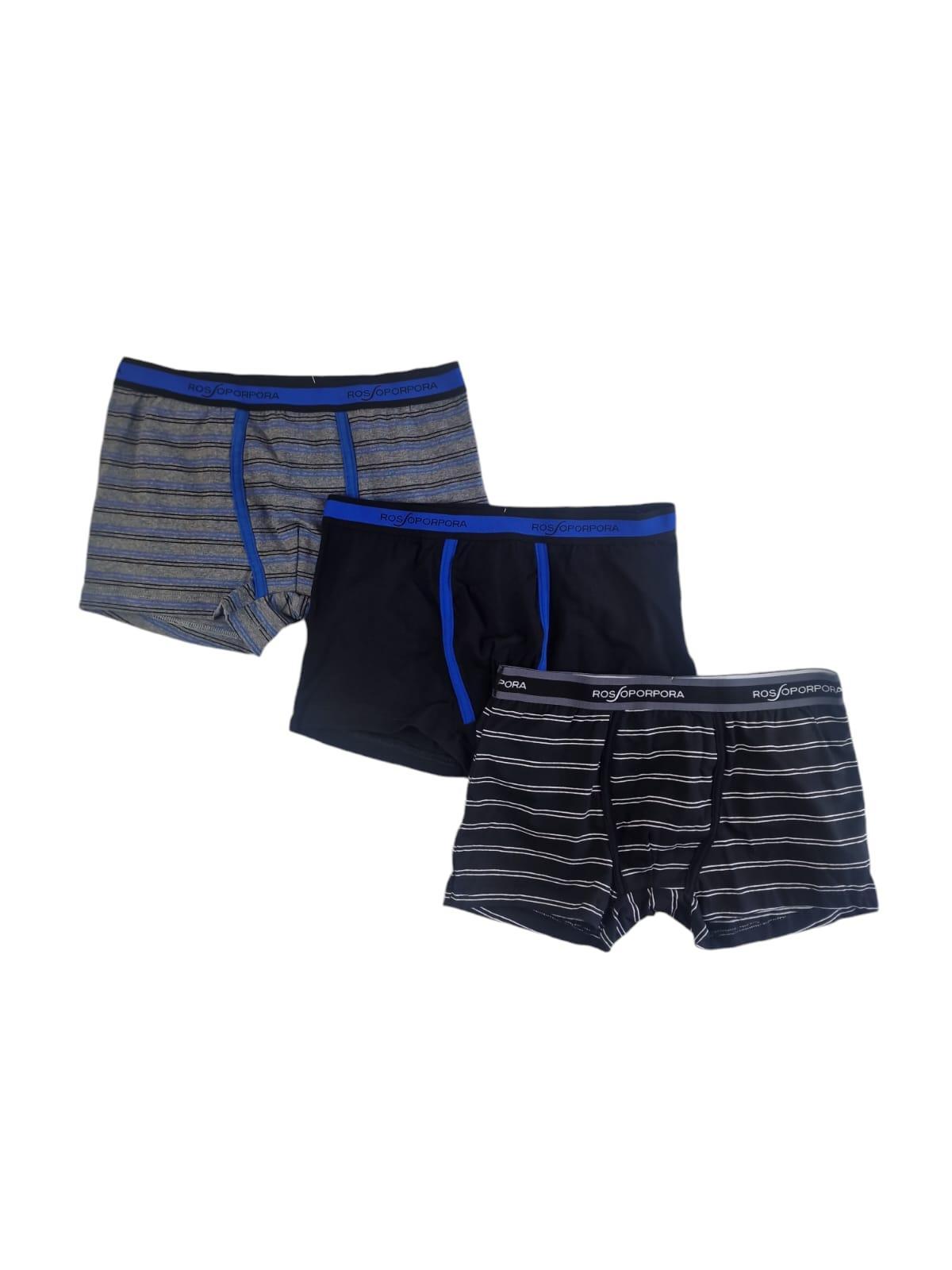 Tris boxer da uomo in cotone elasticizzato Rossoporpora