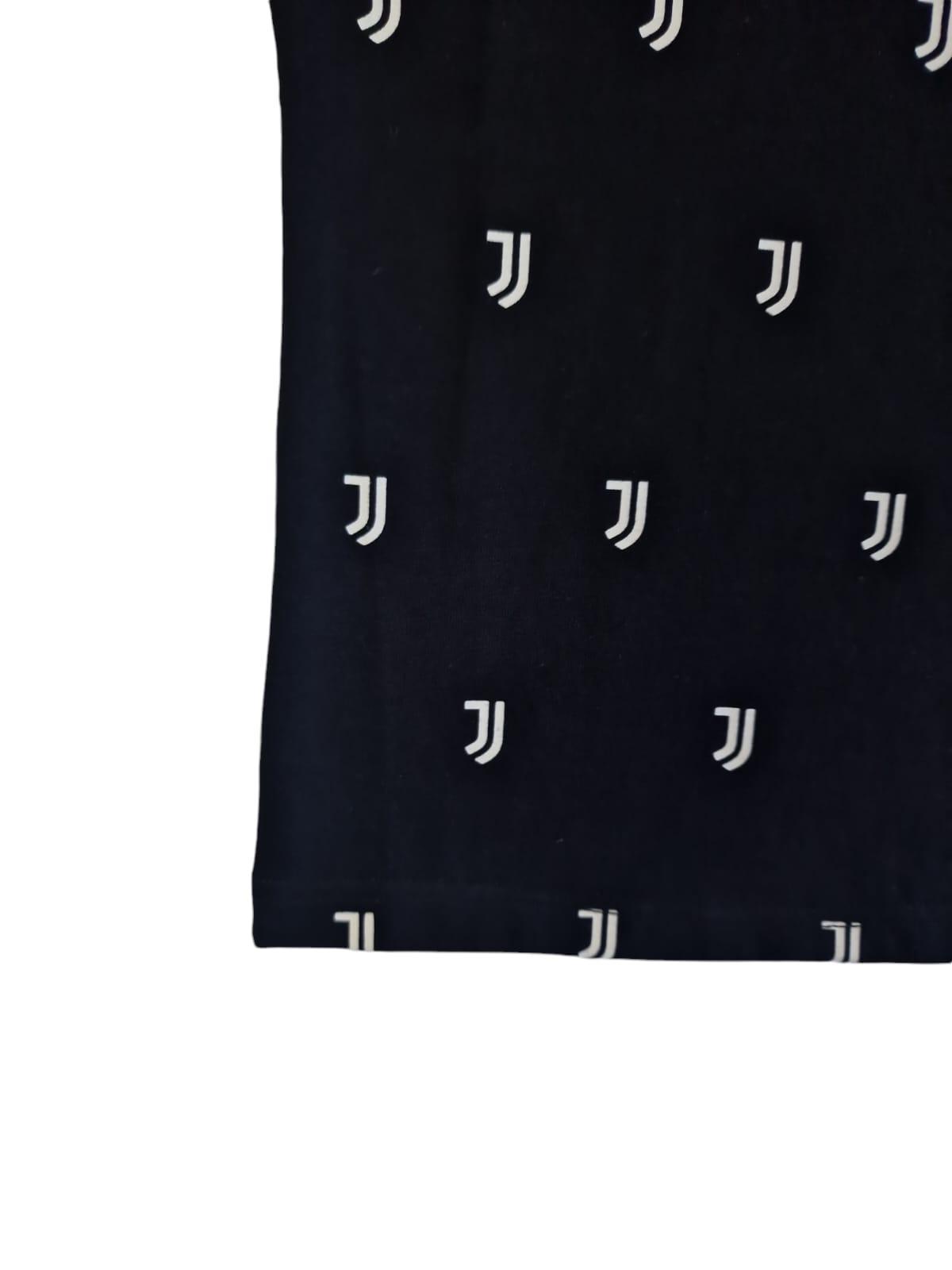 T-shirt bambino in cotone compatibile con Juventus nero