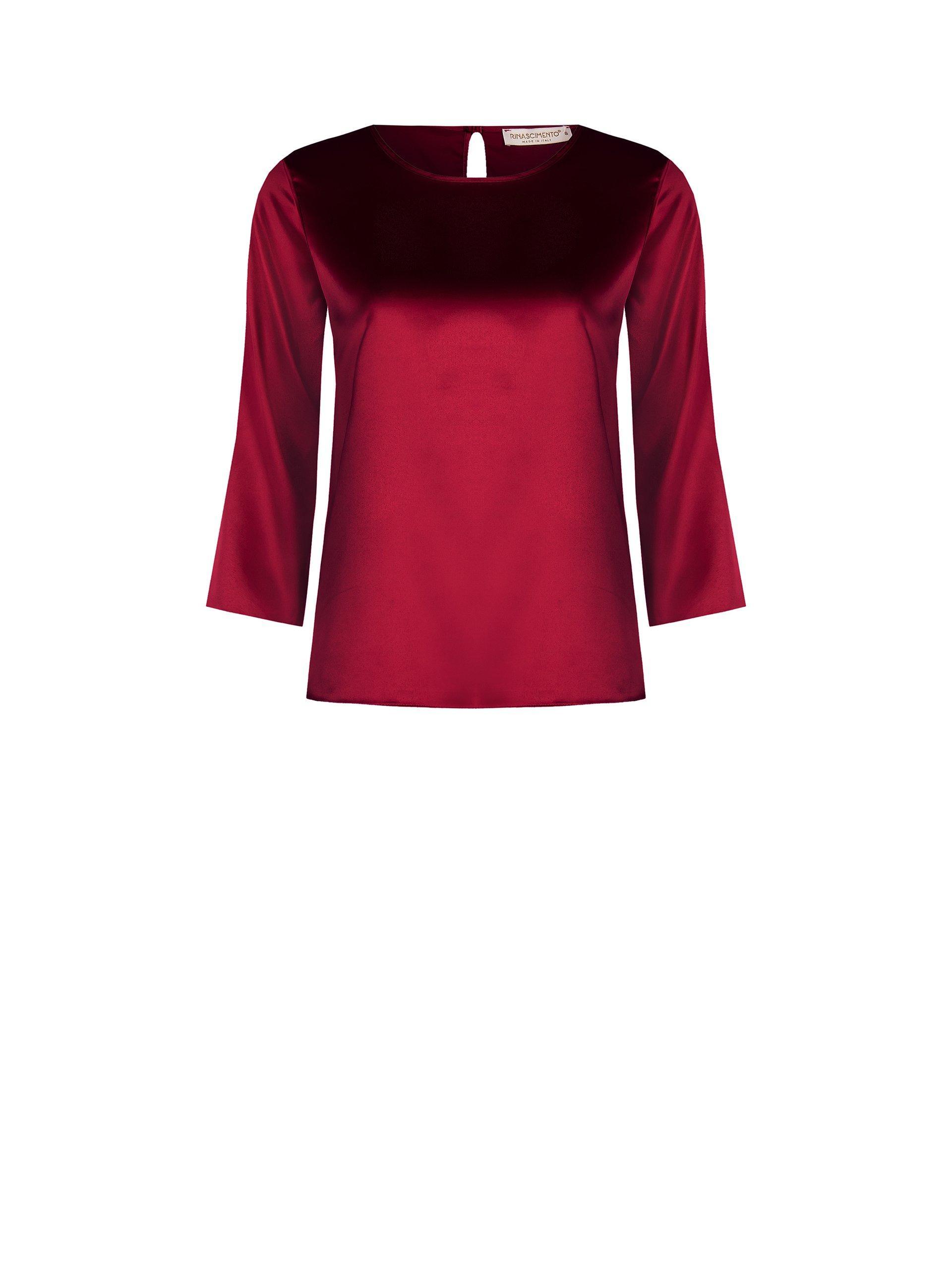 rinascimento blusa raso manica tre quarti svasata bordeaux