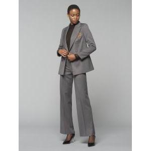 Tailleur doppio petto gessato lurex contrasto grigio