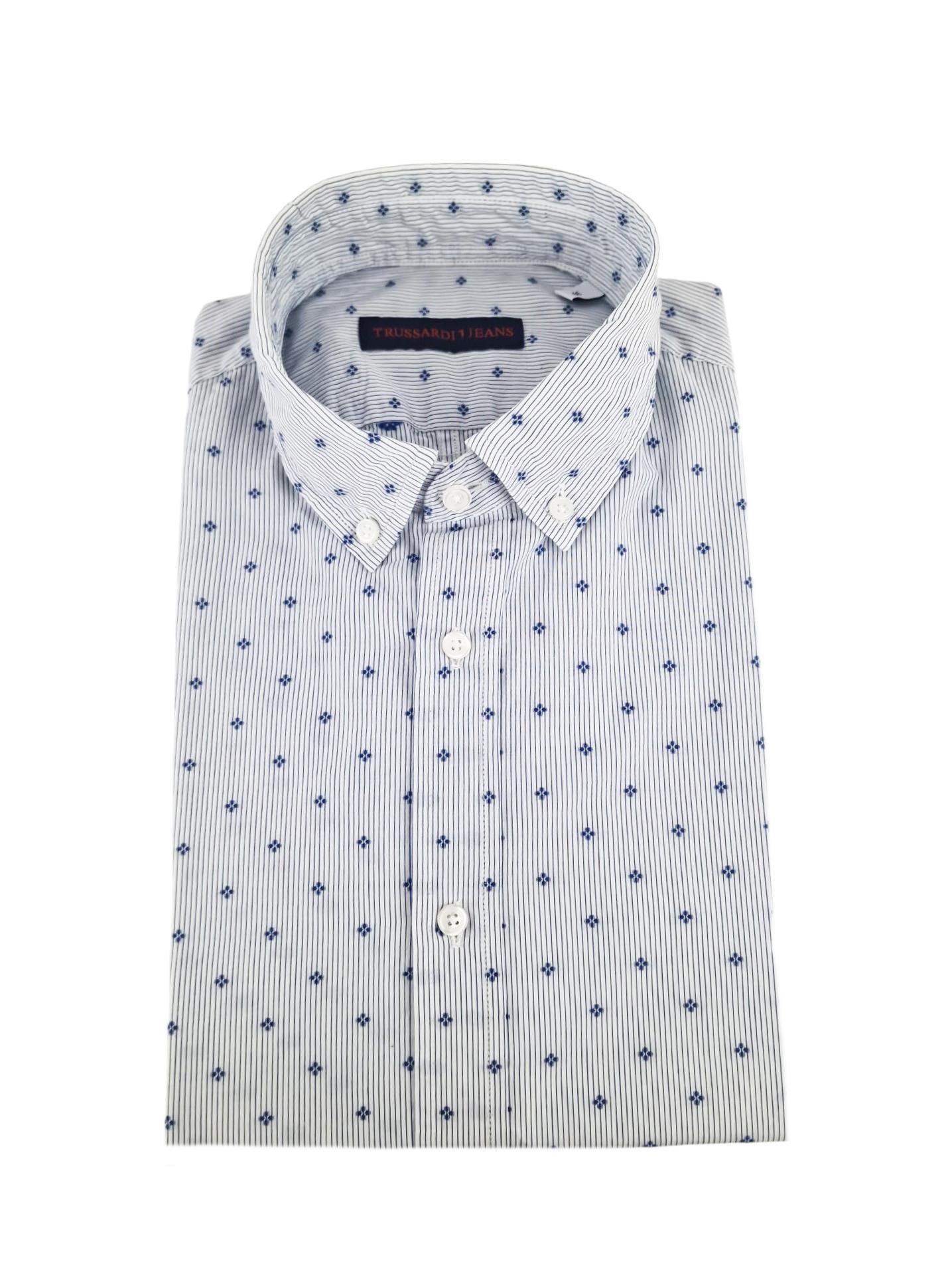 Camicia da uomo manica lunga in cotone microfantasia Trussardi Jeans