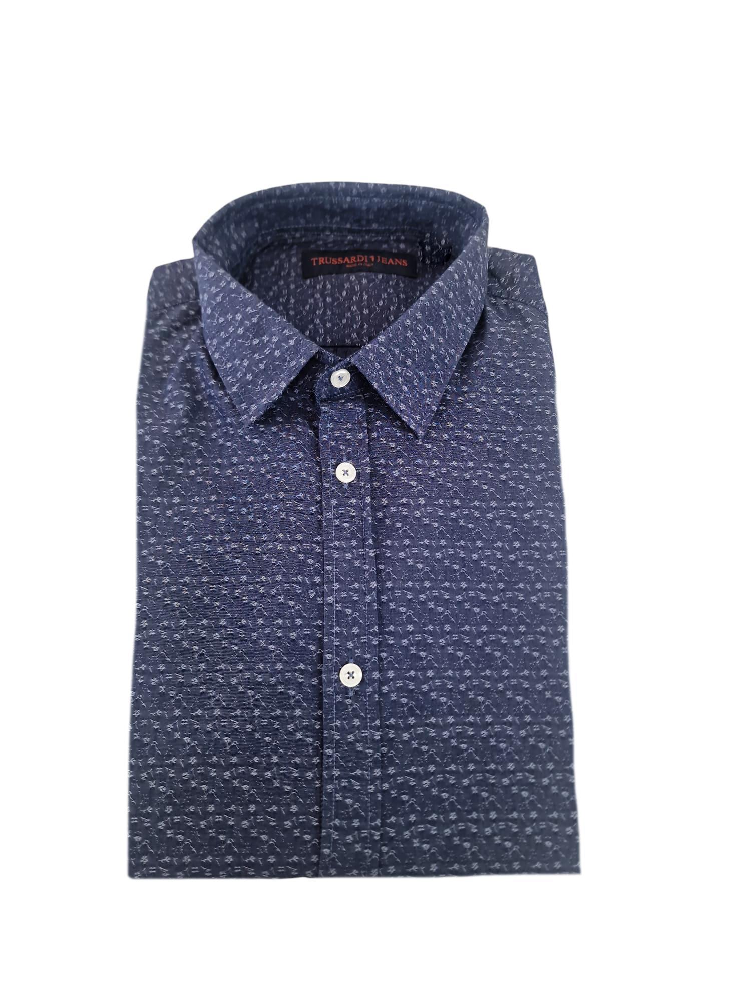 Camicia da uomo manica lunga in cotone microfantasia Trussardi Jeans