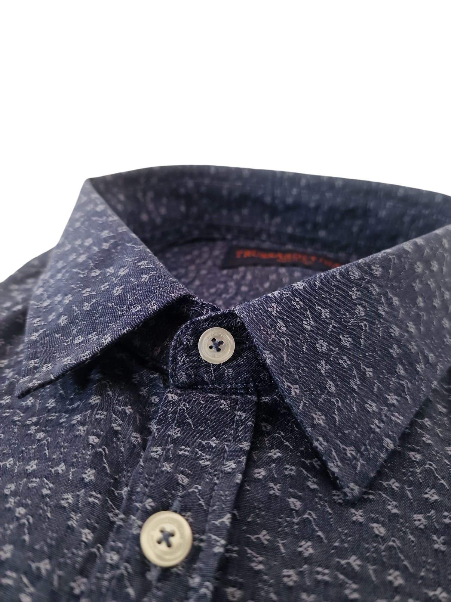 Camicia da uomo manica lunga in cotone microfantasia Trussardi Jeans