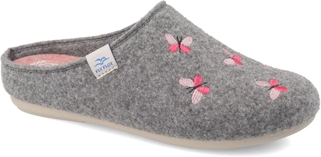 Pantofole da donna in feltro con farfalle Fly Flot