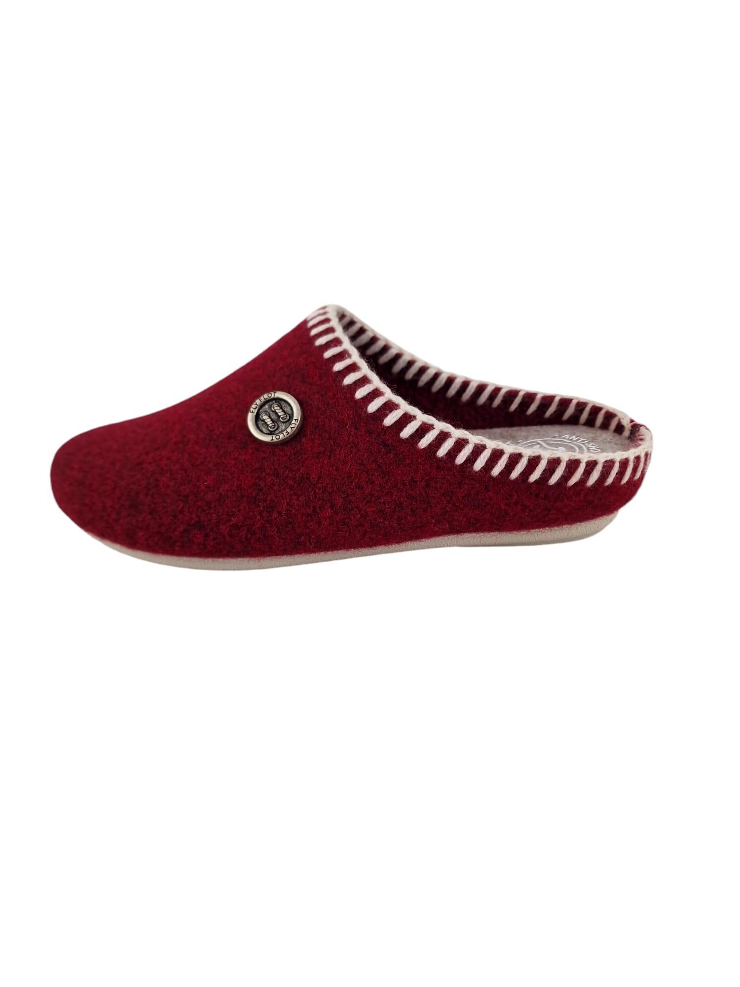 Pantofole da donna in lana Fly Flot bordeaux