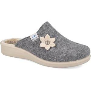 Pantofole donna con fiore applicato  grigio