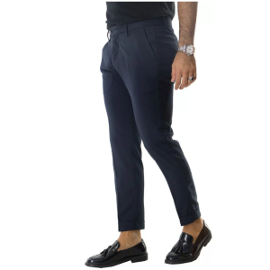 Pantalone uomo tessuto tecnico con risvolto blu