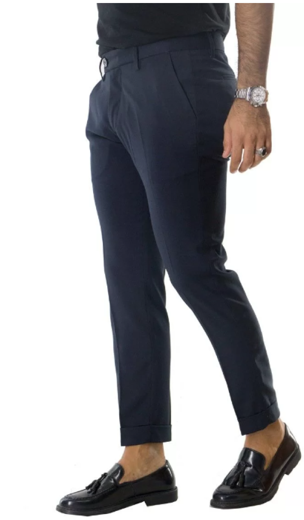 yes zee pantalone uomo tessuto tecnico con risvolto blu