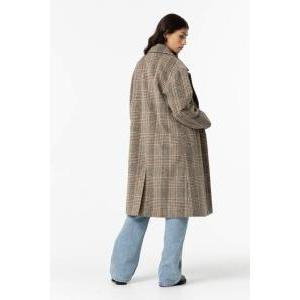 Cappotto quadri doppio petto tartin beige