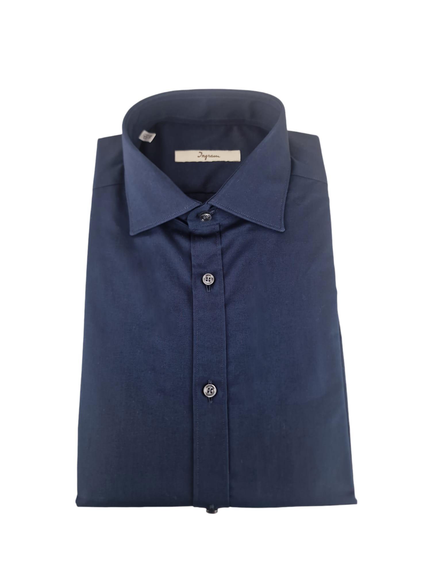 Camicia uomo in cotone maniche lunghe Ingram blu