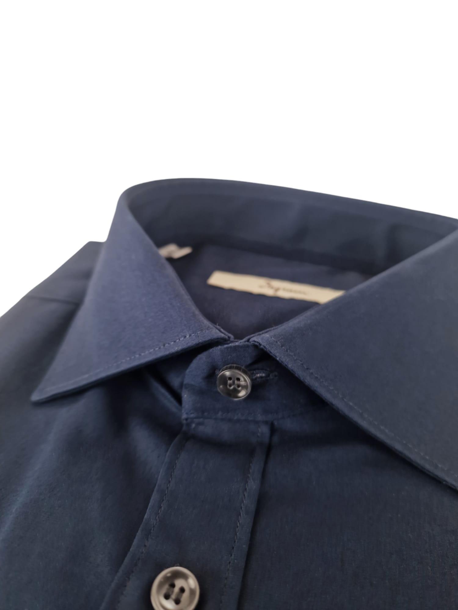 Camicia uomo in cotone maniche lunghe Ingram blu