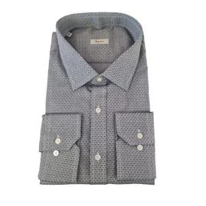 Camicia da uomo manica lunga in cotone microfantasia