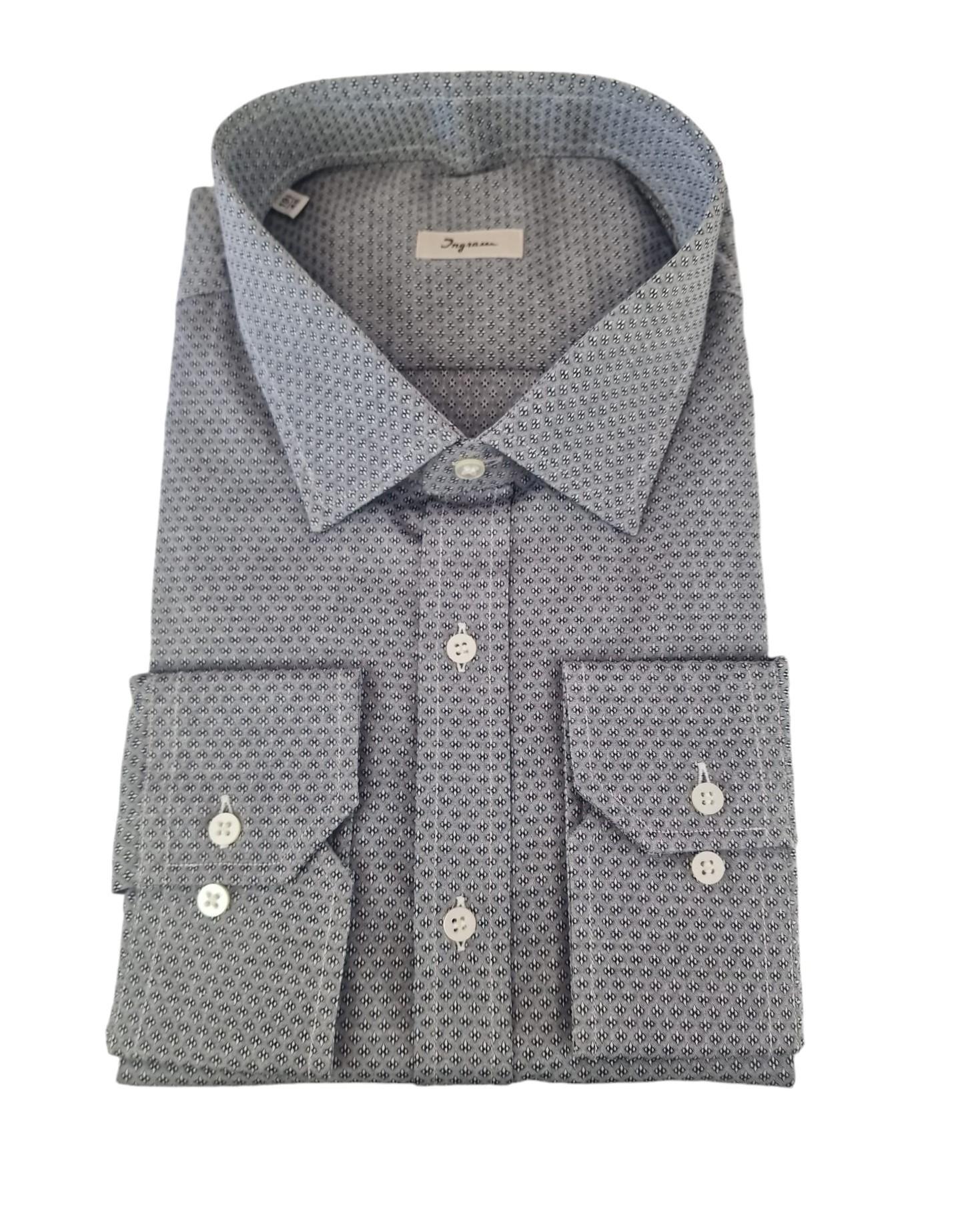 Camicia da uomo manica lunga in cotone microfantasia Ingram