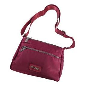 Borsa tracolla donna in nylon bordeaux