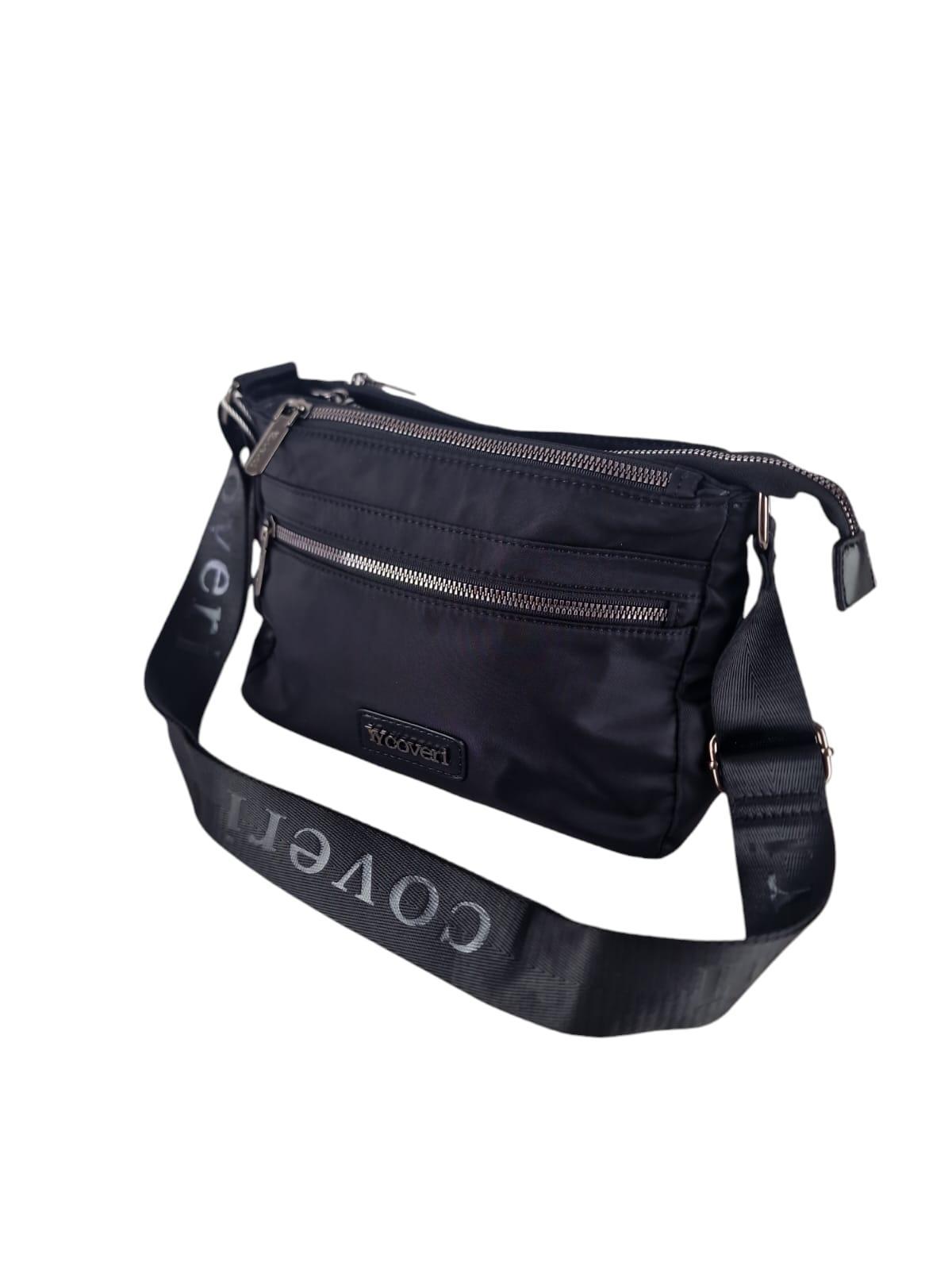 Borsa tracolla donna in nylon nero Enrico Coveri