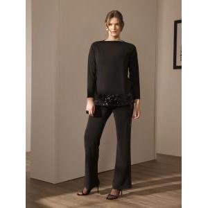 Completo casacca e pantaloni con bordo paillettes nero