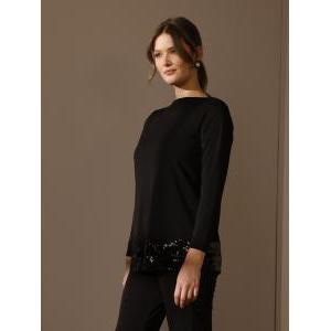 Completo casacca e pantaloni con bordo paillettes nero