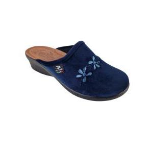 Pantofole donna blu ricamo blu